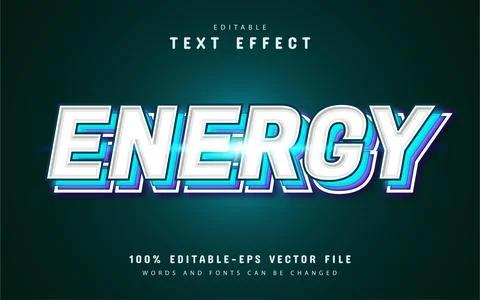 Energy glow 3d text effect editable Stock Illustration