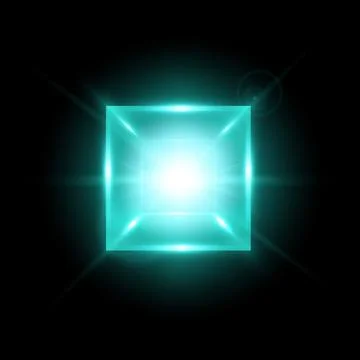 Energy glow cube block vector design, shiny green neon square shape, cyber Stock Illustration