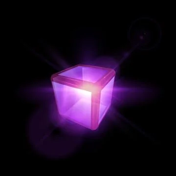 Energy glow cube block vector design, shiny blue neon 3D square shape, cyber Illustrazione stock