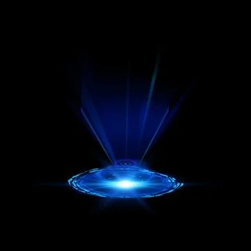 Energy glow round virtual projection vector design, shiny blue neon circle from 库存插图