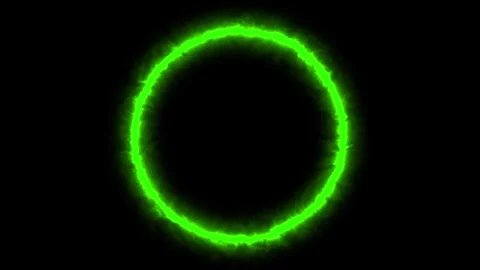 Energy Green Neon Circle Ring Loop on Black Background HD FX Stock Footage 327727989
