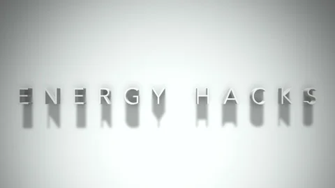 Energy hacks 3D title animation white text on a white background Stock Footage 299422967