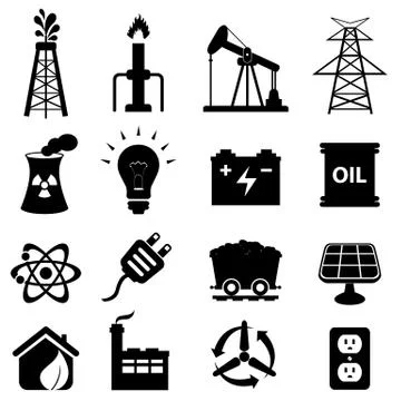 Energy icon set Stock Illustration