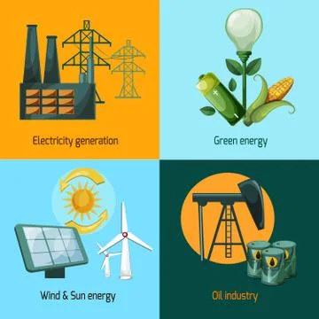 Energy Icon Set Stock Illustration