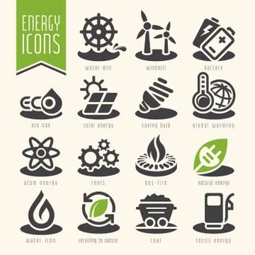 Energy icon set. Stock Illustration