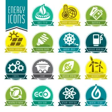 Energy icon set. Stock Illustration