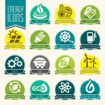 Energy icon set. Stock Illustration