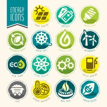 Energy icon set. Stock Illustration