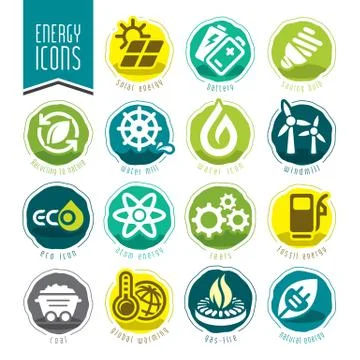 Energy icon set. Stock Illustration