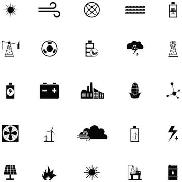 Energy icon set Illustrazione stock