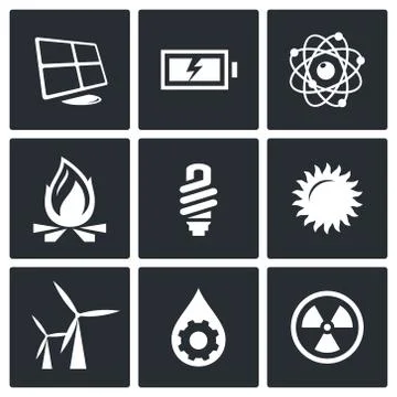 Energy icons set Stock Illustration