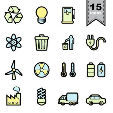Energy icons set 스톡 일러스트