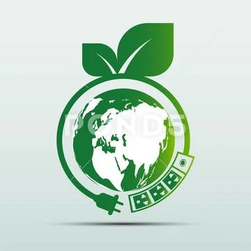 Energy ideas save the world concept Power plug green ecology Stock Illustration