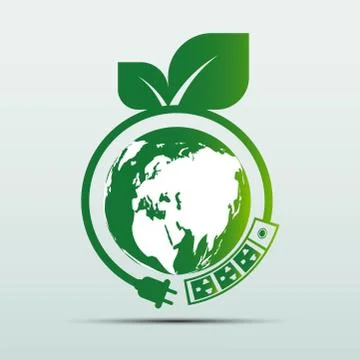 Energy ideas save the world concept Power plug green ecology Stock Illustration
