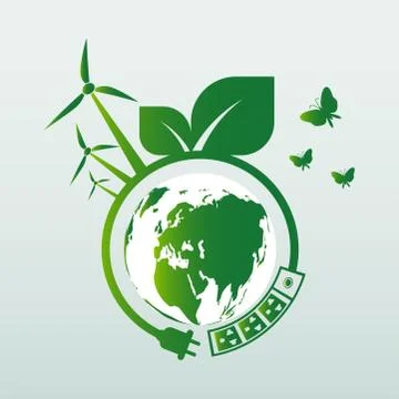 Energy ideas save the world concept Power plug green ecology Stock Illustration