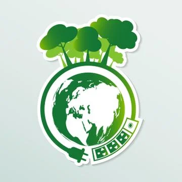 Energy ideas save the world concept Power plug green ecology Stock Illustration