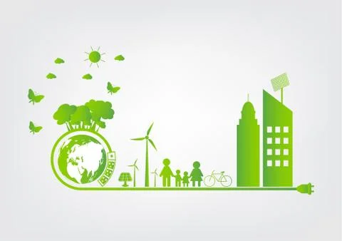 Energy ideas save the world concept Power plug green ecology Stock Illustration