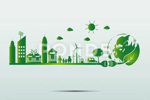 Energy ideas save the world concept Power plug green ecology,Vector illustrat Stock Illustration