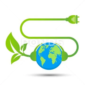 Energy ideas save the world concept Power plug green ecology,Vector Illustrat Stock Illustration
