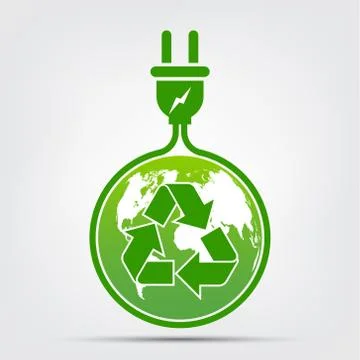 Energy ideas save the world concept Power plug green ecology,Vector illustrat Stock Illustration