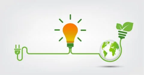 Energy ideas save the world concept Power plug green ecology,Vector illustrat Stock Illustration