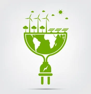 Energy ideas save the world concept Power plug green ecology Stock Illustration