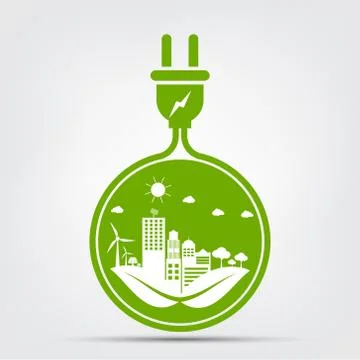 Energy ideas save the world concept Power plug green ecology Stock Illustration