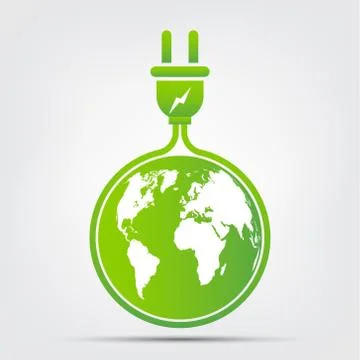 Energy ideas save the world concept Power plug green ecology Stock Illustration