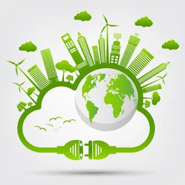 Energy ideas save the world concept Power plug green ecology Stock Illustration