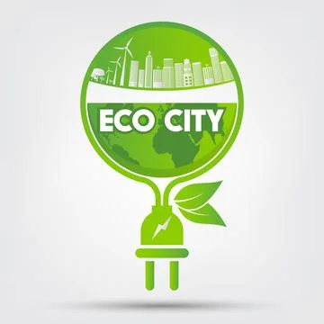 Energy ideas save the world concept Power plug green ecology Stock Illustration