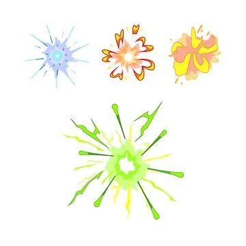 Energy impact visual effects comic style elements Stock Illustration