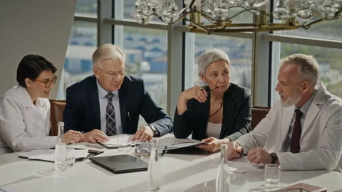 Energy Industry Executives and Scientists Discussing Project in Meeting Stock Footage 337165630
