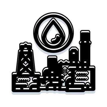 Energy industry factory processing dropping liquid symbol Stockillustratie