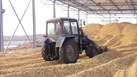 The energy industry. Tractor driver removes waste wood production Video stock 101026682