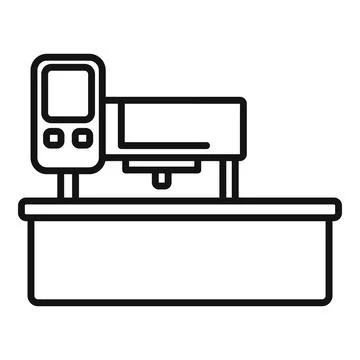 Energy label cnc machine icon outline vector. Flash computer numerical Illustrazione stock