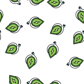 Energy leaf vector seamless pattern Stock Illustration
