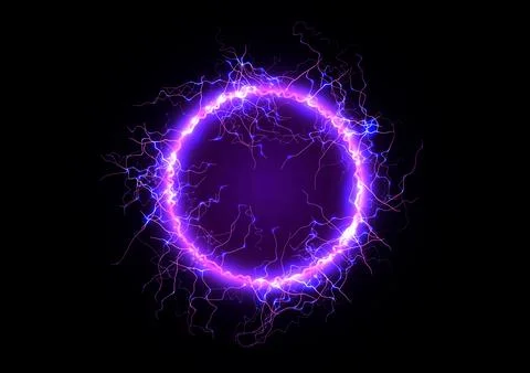 Energy Light Ring Neon Circle Net Web. Magic Portal Hole, Thunder Light Round Stock Illustration
