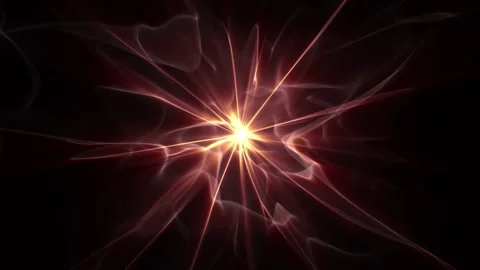 Energy light source with shiny beams floating on a dark cloudy background Stock Footage 277352276