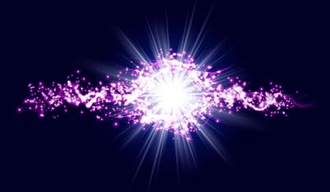 Energy lightning with explosion and many shine particles Stock Illustration