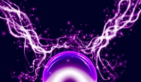 Energy lightning with explosion and many shine particles Stock Illustration