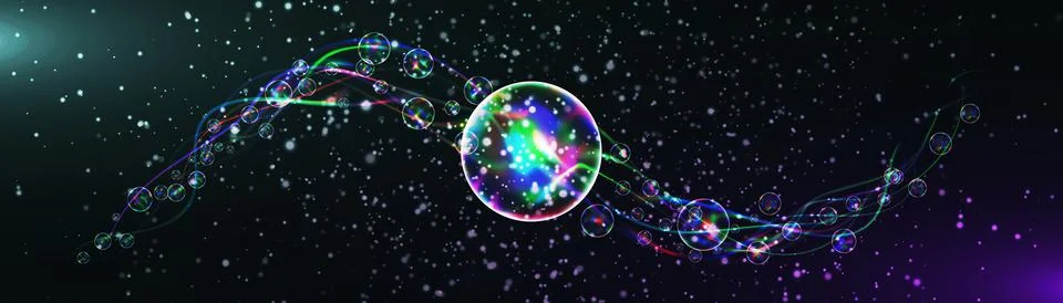Energy lightning with explosion and many shine particles Stock Illustration