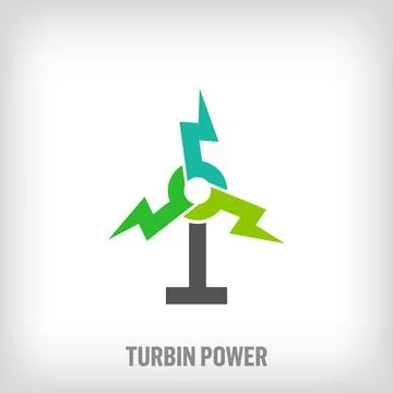 Energy lightning logo with creative wind turbine. Stock Illustration