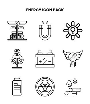 Energy Line Vector Icons Pack Stock Illustration