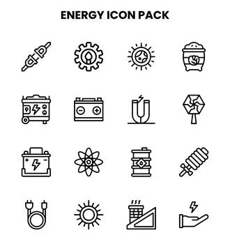 Energy Line Vector Icons Pack Ilustración de archivo