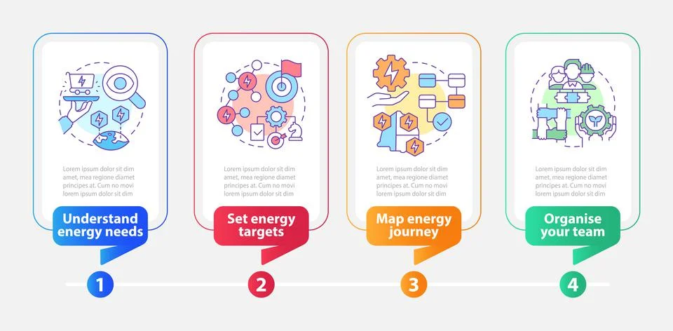 Energy management process rectangle infographic template 스톡 일러스트