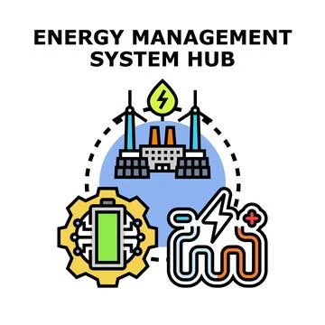 Energy management system hub controlling power generation storage Ilustração Stock