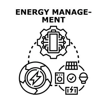 Energy management system optimizing sustainable power consumption Stock Illustration