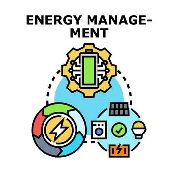 Energy management system optimizing sustainable power consumption Stock Illustration