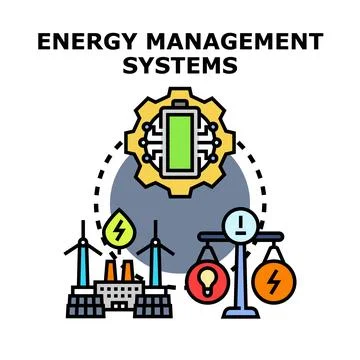Energy management systems balancing power supply and demand Stock Illustration