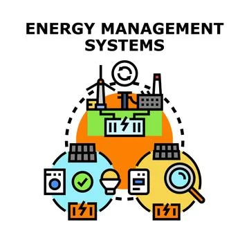 Energy management systems regulating power distribution Stock Illustration
